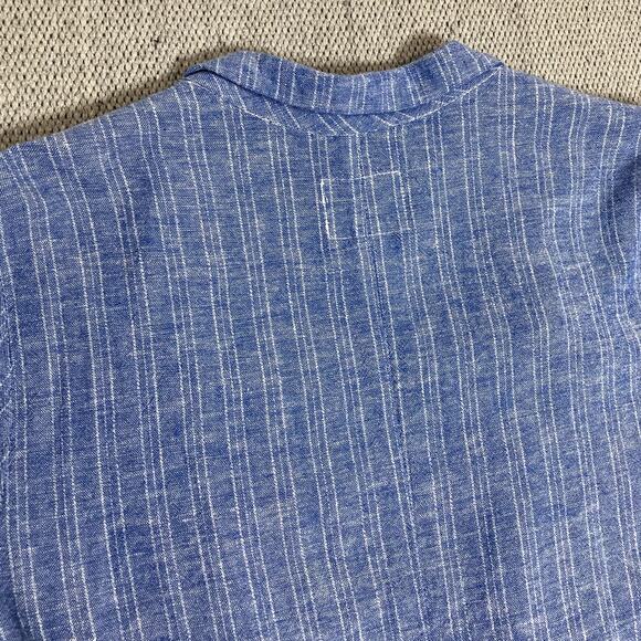 Old Navy Open Front Linen Blazer Womens L Blue Striped Lightweight - Picture 10 of 14